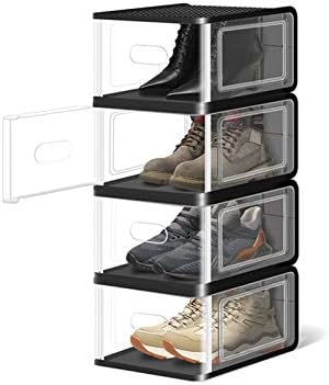 מתלה נעליים לתיבת נעליים קופסאות נעליים קופסאות אחסון נעליים מארגן מארגן דלת פלסטיק ויציב קופסאות נעליים שקופות סט של 8 מארגן מדף נעליים