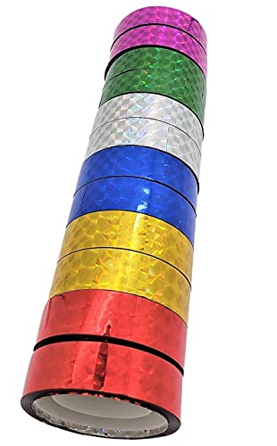 קלטת פריזמה של Hula Hula Washi 1/2 x 25 רגל - 6 צבעים הולוגרפיים - 2 גלילים מכל צבע. נהדר לפיתוי דיג, אמנויות ופרויקטים לילדים מלאכה.