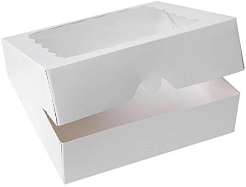 עוד קופסאות מאפיית עוגיות לבנות בגודל 9 אינץ', קופסאות פאי קראפט גדולות עם קופסא חד פעמית טבעית 9 על 9 על 2.5,חבילה של 12