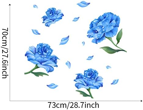 Pinenjoy Blue Rose Flore מדבקות מדבקות קיר פרחוני מדבקות קיר פרחוני 28x27 אינץ