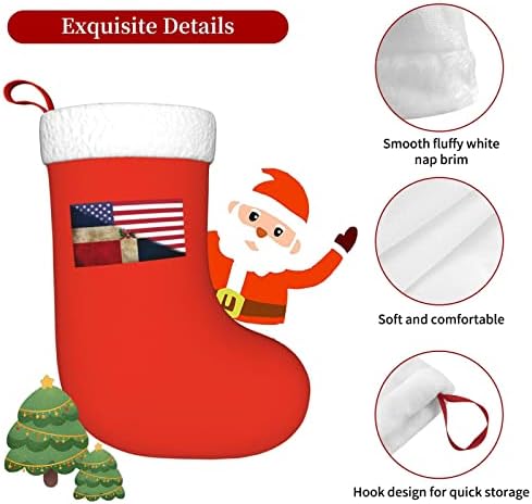 דגל אמריקאי של TZT ודגל הרפובליקה הדומיניקנית גרבי חג המולד, מתנות למסיבת חג חג המולד לקישוטי חג משפחתיים 18 אינץ '