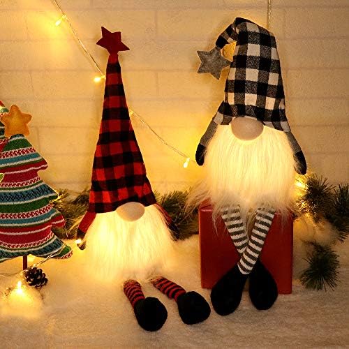 אורות גנום חג המולד השוודיים האומנים, טומה סקנדינבי עם רגליים, טיימר 6 שעות, קישוט מסיבות בית לחופשה - חבילה של 2