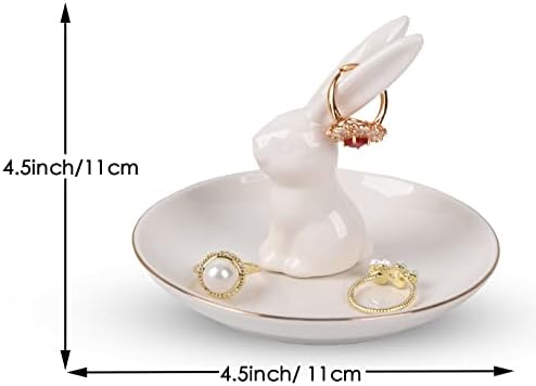 ארנב טבעת מחזיק צלחת, חמוד חדר תפאורה ארנב טבעת סטנד תכשיטי מחזיק עבור טבעות עגילי שרשרת ארגונית, באני מתנות לנשים בנות שושבינה יום הולדת