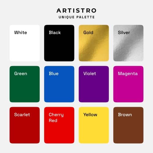עטים לצייר ארטסטרו לציור סלע, ​​אבן, קרמיקה, זכוכית, עץ, בד. סט של 12 סמני צבע אקריליים קצה שין נוסף