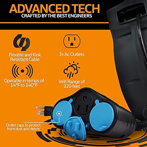 סיומת סליל כבל-סופר-היתרה Alexa Smart Plug 12awg x 50 'רגל ו -2 ב -1 הליכה מאחורי Scarifier, מדשאה Dethatcher Rakered Corded Electric
