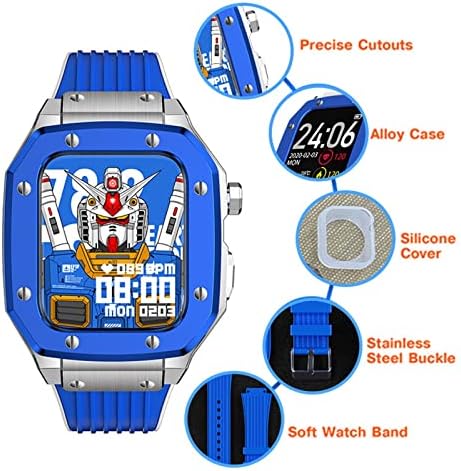 VEVEL ללהקת Apple Watch Case 45 ממ 42 ממ 44 ממ שינוי ערכת ערכת מסגרת מתכת מסגרת סיליקון רצועה