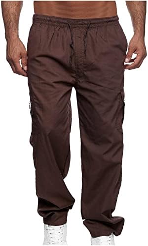 מכנסי מטען טקטיים טקטיים של Ticcoy מכנסי טיולים רגליים מכנסיים רופפים מותניים אלסטיים מזדמנים משיכת מכנסי ספורט חיצוניים