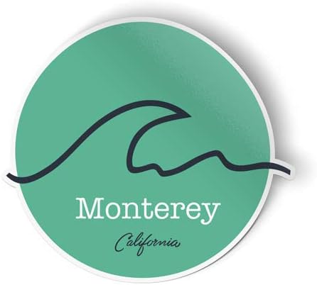 Squiddy Monterey California Wave - מדבקות מדבקה ויניל לטלפון, מחשב נייד, בקבוק מים
