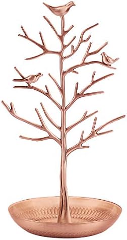 אוטודקו רטרו תכשיטי עץ ארגונית עבור שרשראות ועגילים טבעת עץ מחזיק תצוגת תכשיטי מגדל עץ מתנה גדולה עבור נשים ילדה ברונזה