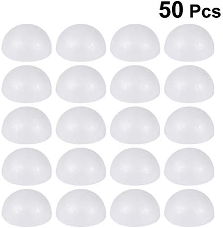 Besportble 50 pcs 2.3 אינץ 'כדורי קצף לבנים חצי עגול כדורי חצי כדורים למלאכות DIY פרויקט חתונה לחג המולד דוגמנות DIY ART KINKING