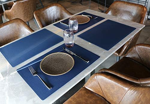 סט Jovono של 8 פו-פו-פו-פו, מחצלות שולחן PU, אטום למים, עמיד בפני כתמים, עמיד בחום, ללא החלקה קל לניקוי לשולחן אוכל למטבח, שולחן ישיבות