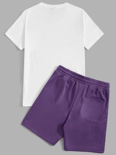 Oyoangle Gen's Saxtip Spazic Trint Thirt ומכנסיים קצרים ממותניים ממותגים סט אימונית 2 תלבושות של 2 חלקים