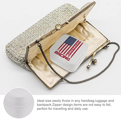 מסלול עפר מירוצי דגל אמריקאי מארגן תיבת תכשיטים תצוגה אחסון מחזיק מתנה לנשים עגילי בנות טבעות שרשרת טבעות נסיעה מדי יום שימוש