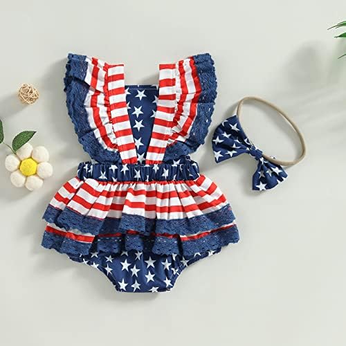 4 ביולי תינוקת תינוקת בתינוקות בגדים בסך הכל יילוד יום עצמאות מצולע חצאית רומפר חצאית כוכב שמלת אופי שמלת קיץ תלבושות קיץ