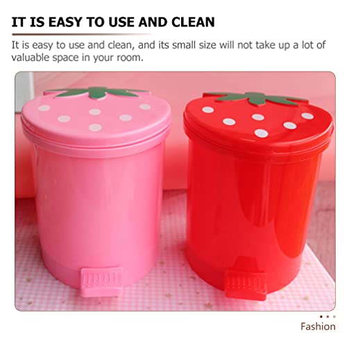 מיני פח אשפה עבור שולחן מיני אשפה יכול פלסטיק תות מטבח פסולת סל עבור רכב משרד בית שינה אמבטיה דקור אדום