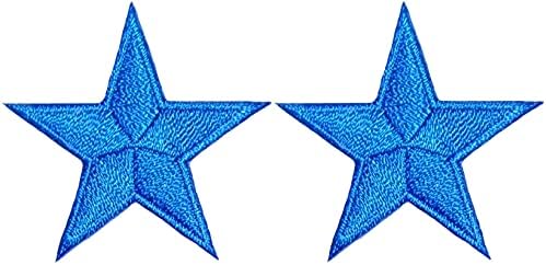 סט ריינג'ר החזור 2 של מיני כוכב חמוד קטן צורת תג צורה מדבקות זעירות אפליקציה תפור ברזל על טלאים רקומים - כחול בהיר