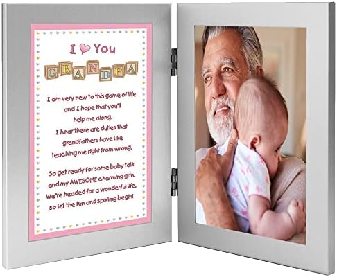מתנות שירה מתנת סבא חדשה מנכדת תינוקת, הוסף תמונה בגודל 4 על 6 אינץ ' למסגרת כפולה