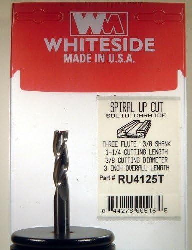 נתב Whiteside ביטים RU4125T ספירלה סטנדרטית עם חיתוך קרביד מוצק 3/8 אינץ 'קוטר חיתוך ואורך חיתוך 1-1/4 אינץ'
