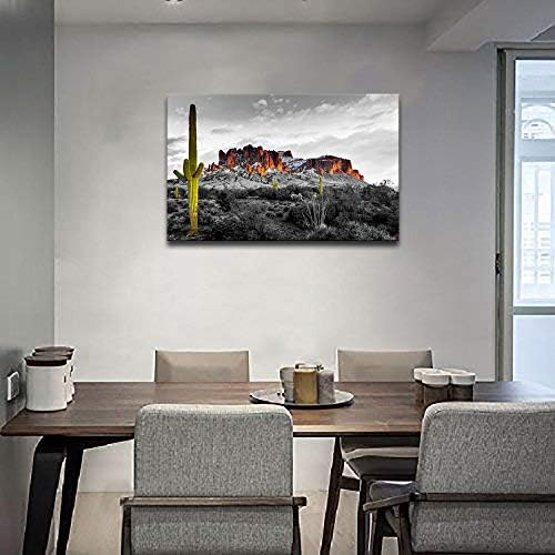 הרי שקיעה קיר אמנות אריזונה מערבי מדבר קקטוס נוף ציורי בד אמנות הדפסת טבע תמונות עבור בית קיר קישוט מוכן לתלות