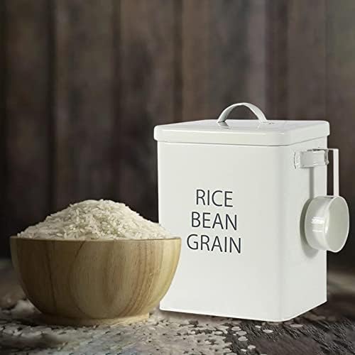 דלי אחסון רב תכליתי ליפסי לשטיפת מיכל אורז דגנים, לבן