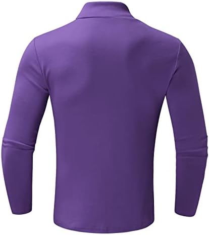 סוודר צוואר מדומה לגברים, 2021 סתיו כותנה אלסטית דק בצבע אחיד גולף חולצות בסיסיות גופייה חמה
