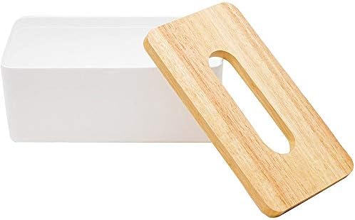 מכסה קופסת רקמות עץ של Hjkogh לרקמות נייר חד פעמיות, מחזיק רקמות מלבני מעץ