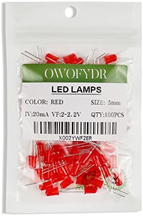 100 5 ממ אדום מפוזר הוביל דיודה מנורת תאורת הנורה מנורת רכיב אלקטרוני מחוון אור פולטות דיודה