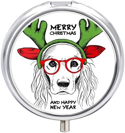 גלולת תיבת בעלי החיים החג שמח כלב עגול רפואת לוח מקרה נייד הפילבוקס ויטמין מיכל ארגונית גלולות מחזיק עם 3 תאים
