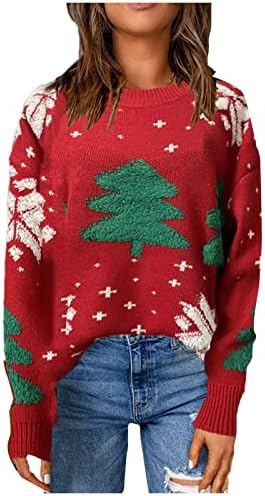 סוודר מכוער לנשים חג המולד מזדמן O-צוואר סרוג סוודר סוודר סוודר סוודרים עליונים לגברים