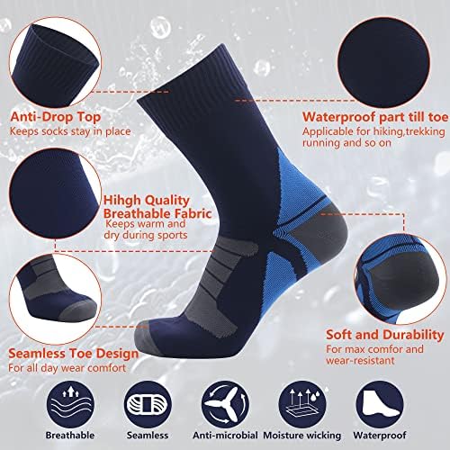 IZL גרביים אטומות למים אטום למים לגברים נשים, לחות נושמת מפתחים גרביים אטומות למים לטיול קמפינג 1 זוג