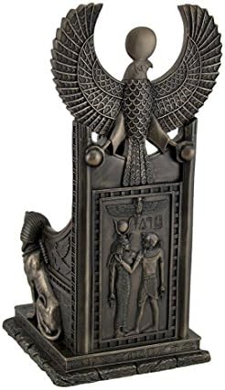 פסלי שרף אלת הריפוי המצרית העתיקה סכמט יושבת על פסל כס המלכות 5 על 11 על 5 אינץ ' חום