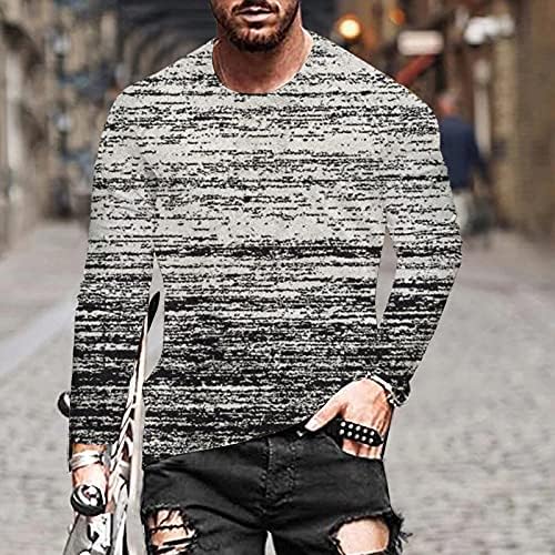 חולצות טריקו של שרוול ארוך של XXBR לגברים, אופנה 3D חידוש ציור שמן אימון הדפסה מתאימה צמרות צוואר צווארון מזדמן