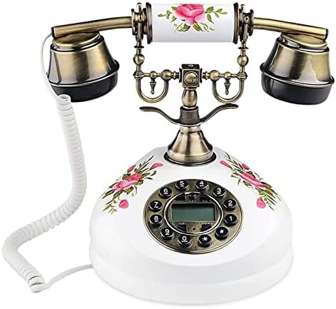 טלפון טלפון קווי טלפון עתיק, טלפון דיגיטלי קבוע רטרו רטרו קווי טלפון חוט עם אוזניות תלויות לעיצוב מלונות
