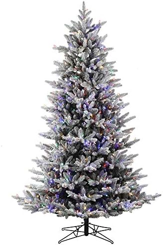 Vickerman 4.5 'x 39 עץ חג המולד מלאכותי של אספן נוהר, אורות LED רב צבעוניים - עץ פו מכוסה שלג - תפאורה ביתית מקורה עונתית