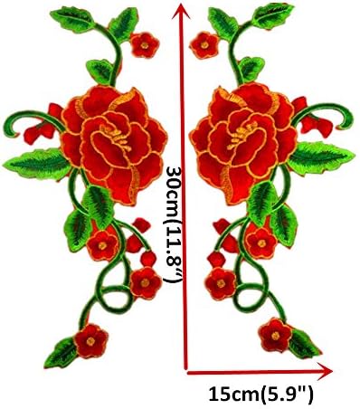 1 סט אדמונית ורד רקום טלאי פרחים זמיקת זהב תפור ברזל על מוטיב אפליקציה פרחונית