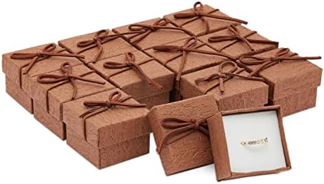 12 חבילות קופסת מתנה של תכשיטי נייר קראפט קטנים עם קשת עם טבעות וצמידים