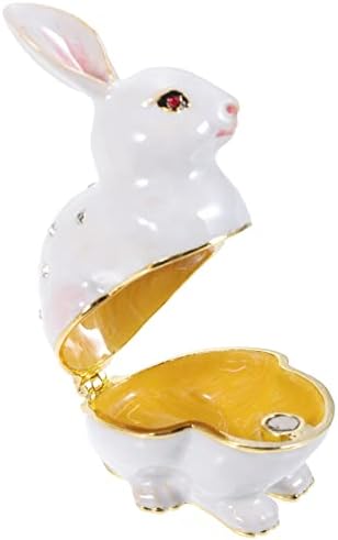 קופסת תכשיטים ארנב של זרודקו תכשיטים צירים מארז תכשיט מחזיק טבעת תכשיט ארנב פסלון קישוט לצמיד שרשרת עגיל לבן