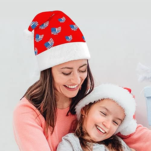 אוהיו בית אמריקאי דגל מצחיק חג המולד כובע סנטה קלאוס כובעי קצר קטיפה עם לבן חפתים עבור חג המולד חג מסיבת אספקת קישוט