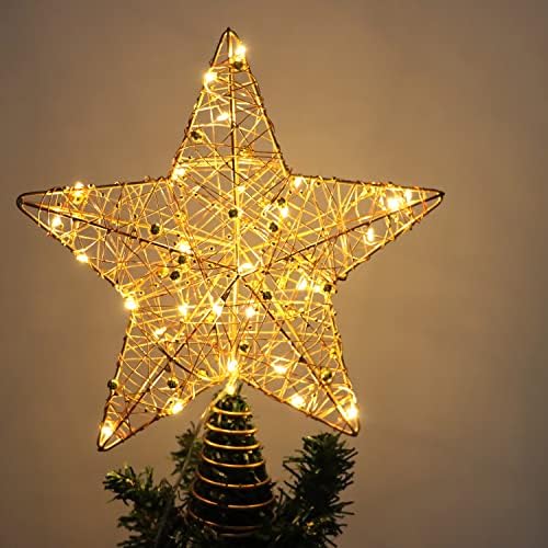 אורות טופר של עץ חג המולד, 30 טופר עץ כוכב חג המולד מואר, LED, אורות טופר חג המולד המופעלים על סוללה 10 אינץ