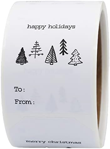 קוטג 'לבן עץ חג המולד חג המולד לחג חג המולד מדבקות מתנה 2 x 3 אינץ' 25 תוויות סהכ