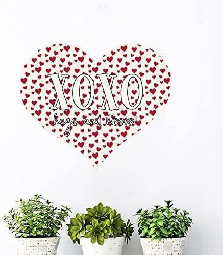 חג האהבה שמח מדבקת קיר ולנטיין XOXO HUS & KISS מדבקות קיר ויניל אדום ולבן אהבה