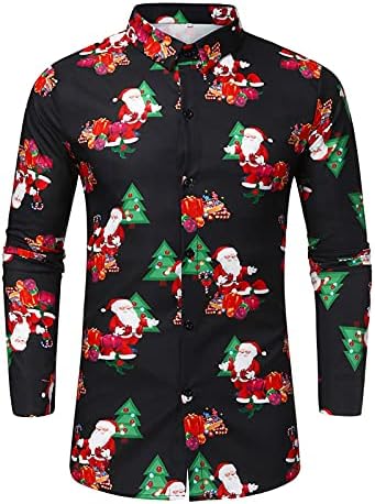 אופנה חולצה מודפס שרוול חולצות מקרית חג המולד גברים של החורף למעלה סתיו ארוך גברים חולצות גרביונים גברים