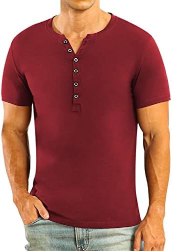 Mentut Mens שרוול קצר חולצות הנלי קיץ מזדמן בכושר כושר בסיסי חולצת כותנה מעוצבת בסיסית לאדם