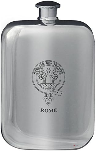 רומא משפחה קרסט עיצוב כיס בקבוקון 6 עוז מעוגל מלוטש בדיל