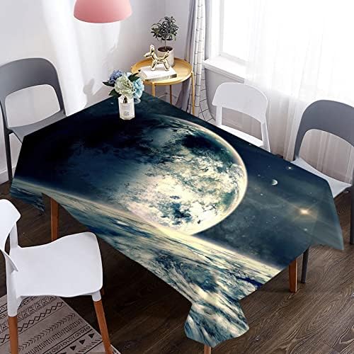 HGFHGDM 3D שולחן מפות מרובע ירח נוף אטום שולחן אוכל עמיד למים מסיבת יום הולדת מפת שולחן פיקניק חיצוני