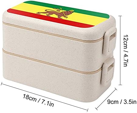 ג'מייקה ראסטה אריה דגל בנטו קופסת ארוחת צהריים 2 מיכלי אחסון מזון תא עם כף ומזלג