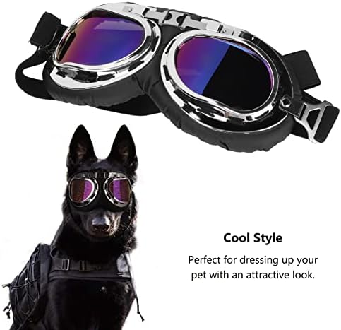 משקפי משקפי כלבים הגנה על עיניים משקפי שמש רצועות אלסטיות מתכווננות כוסות לחיות מחמד עם מסגרת מתקפלת ורצועה אלסטית לכלב בינוני גדול