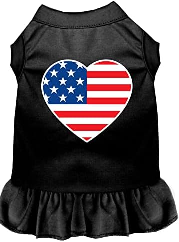 מוצרי חיות מחמד של מיראז '58-40 LGBK שמלת הדפס מסך לב דגל אמריקאי, גדולה, שחורה