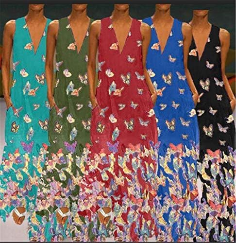 נשים פרחוני הדפסת פרפר המפלגה מקסי שמלת פרפר ארוך שמלות קל משקל שמלה קיצית