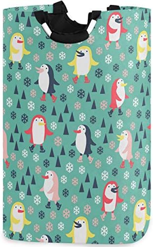 מראה שמש גדול קיבולת כביסת סל מצחיק צבעוני פינגווין פתית שלג חג המולד עץ אוקספורד בד אחסון סלי עבור שינה, חדר אמבטיה, במעונות, ילדים חדר